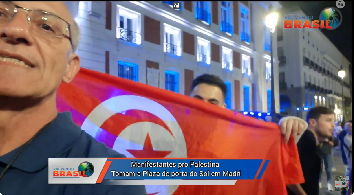 Manifestantes Pro Palestina tomam a Plaza da Porta do Sol em Madri – ES