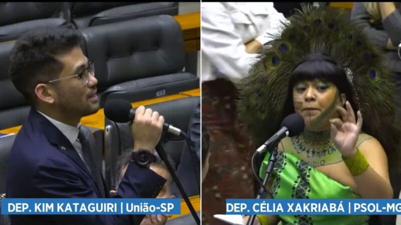 Célia Xakriabá chama Kim Kataguiri de “estrangeiro” e “reborn”; Kim reage com “cosplay de pavão” e plenário vira reality show