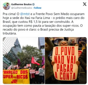 X-Boulos-300x291 Militantes ocupam sede do Itaú BBA na Faria Lima em protesto por Taxação de "Super-Ricos"