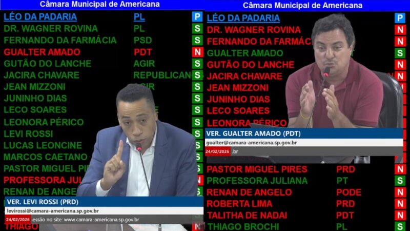 PL 187/2025 divide vereadores e provoca troca de farpas entre Gualter Amado e Levi Rossi