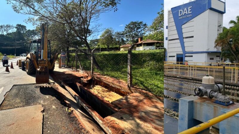 Reparos em subadutora podem afetar abastecimento na Praia Azul em Americana nesta quinta-feira