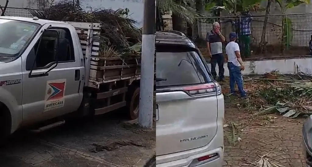 prefeitura-churrascaria Funcionários da Prefeitura de Americana flagrados limpando área da churrascaria: cumprindo ordens?