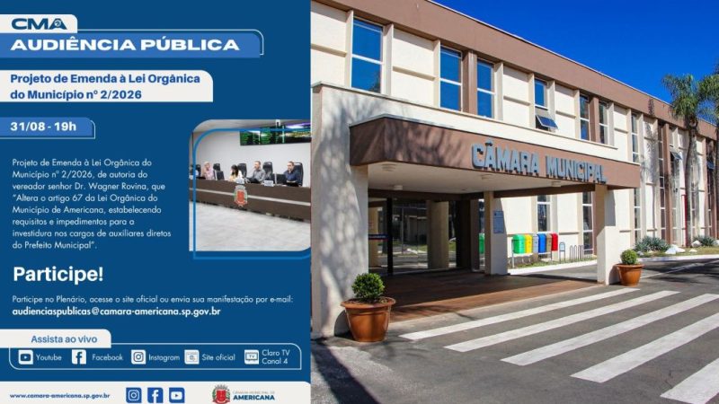 Câmara de Americana quer secretários e diretores indicados com nível superior
