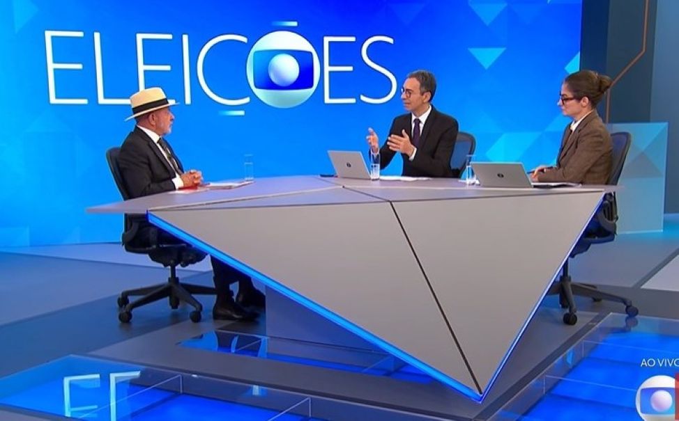 TV-Globo-LUla Na sabatina da Globo desta quinta-feira, 27, Lula é pressionado por Renata Vasconcellos e César Tralli